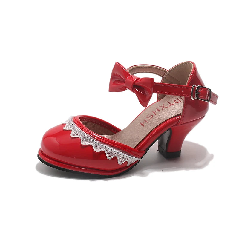 New Leather Shoes Fashion Versatile Comfort Girl Shoe Princess Exquisite Casual High-heeled Sandals Performance Classic Kid Shoe