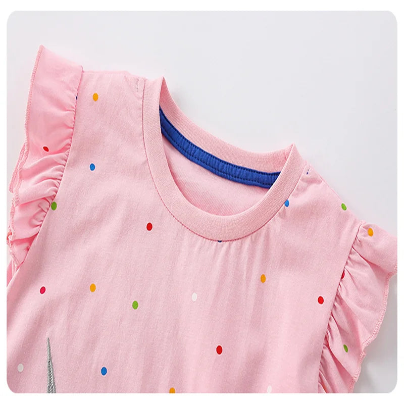 Leire Hot Selling Mouse Embroidery Cotton Summer Girls Children's
