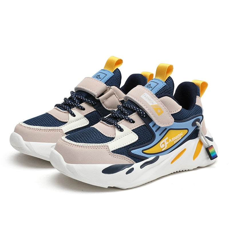 Boys Mesh Breathable Running Sports Kids Flat Casual Shoes Big Size 39 40 - GuGuTon