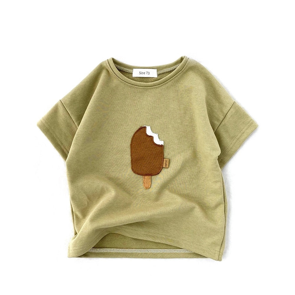 Jose Boys Pure Cotton Sleeve Summer Oversize Patch Popsicle - GuGuTon