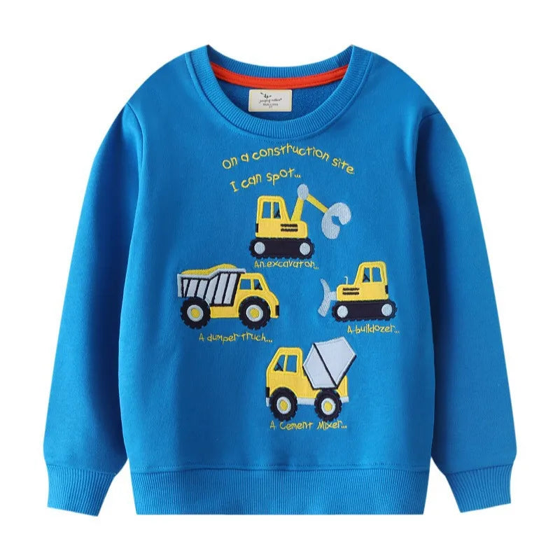 Joel Cartoon Cars Embroidery Boys Sweater
