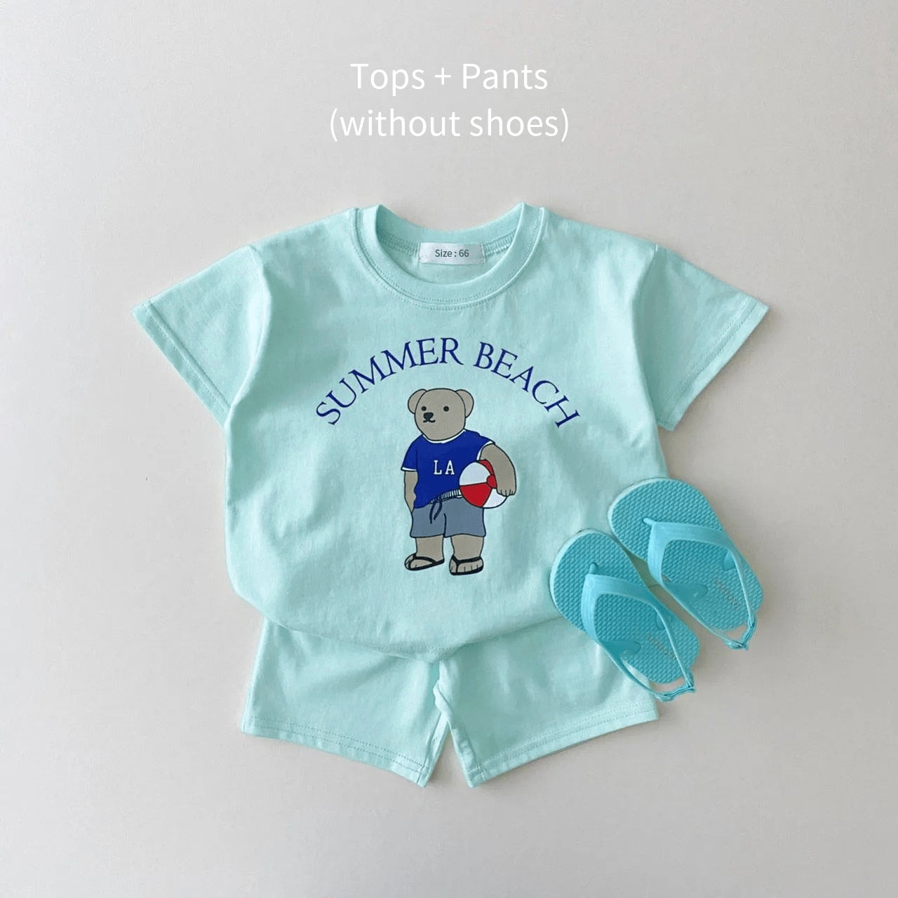 JOSH Summer Embroidered Bear T-shirts + Casual Shorts - GuGuTon