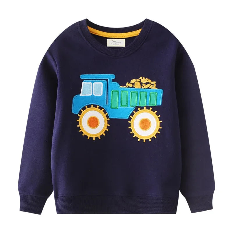 Joel Cartoon Cars Embroidery Boys Sweater