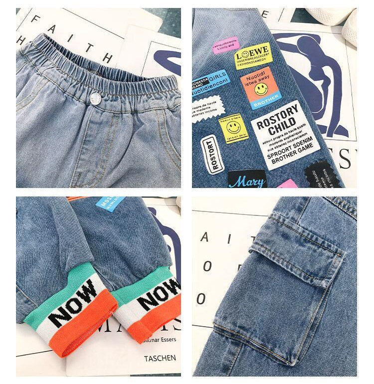 Vladi New Fashion Patchwork Teen Boy Clothes Kids Denim