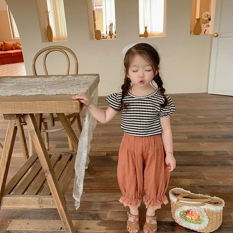 Charlotte Baby Girls Striped T-shirts Bowknot Backless