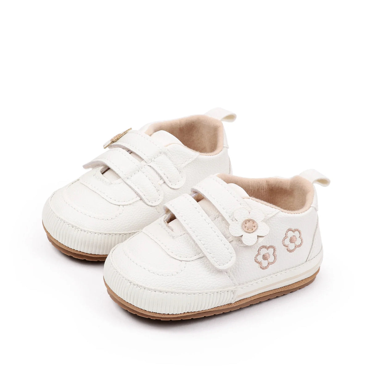 Citgeett Infant Baby Girls Shoes Soft Sole Floral Embroidery Hook-Loop Closure Non-slip Sneakers