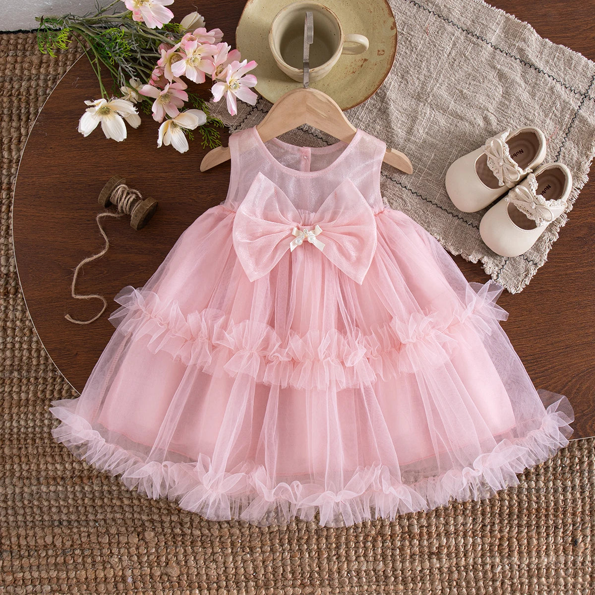 Baby Girl Dress Summer New Sweet Bow Children'S Clothing Suitable For Birthday Parties