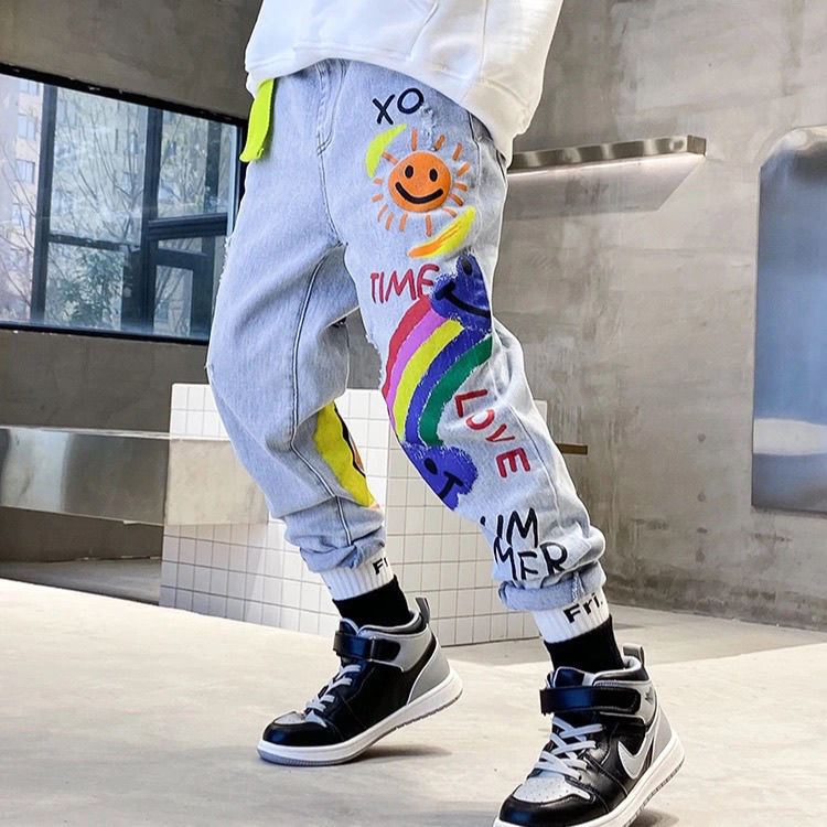 New Funny Head Medium Big Children's Casual Children's Clothing Pants