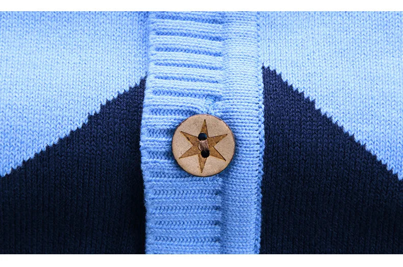 Mark Embroidery V neck Knit Cardigan Sweater