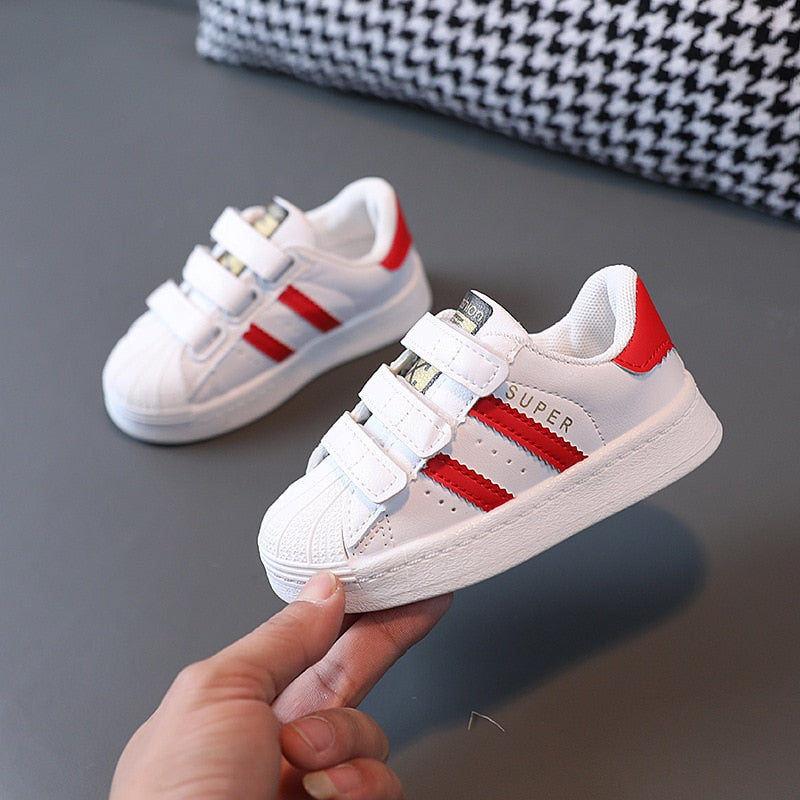 Sneakers Kids Fashion Design White Non-slip Casual Shoes Boys Hook Breathable - GuGuTon