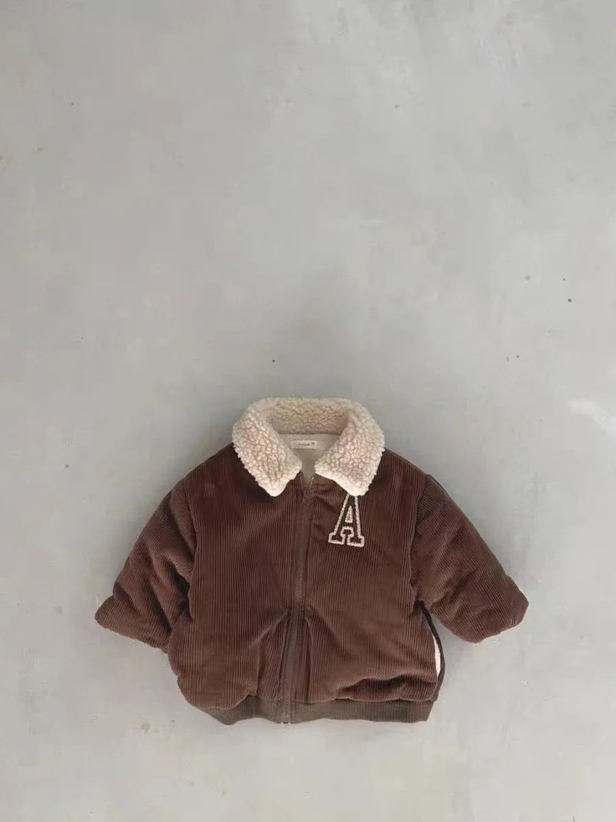 Wendalis Winter Baby Letter Fleece Long Sleeve Jacket Girl