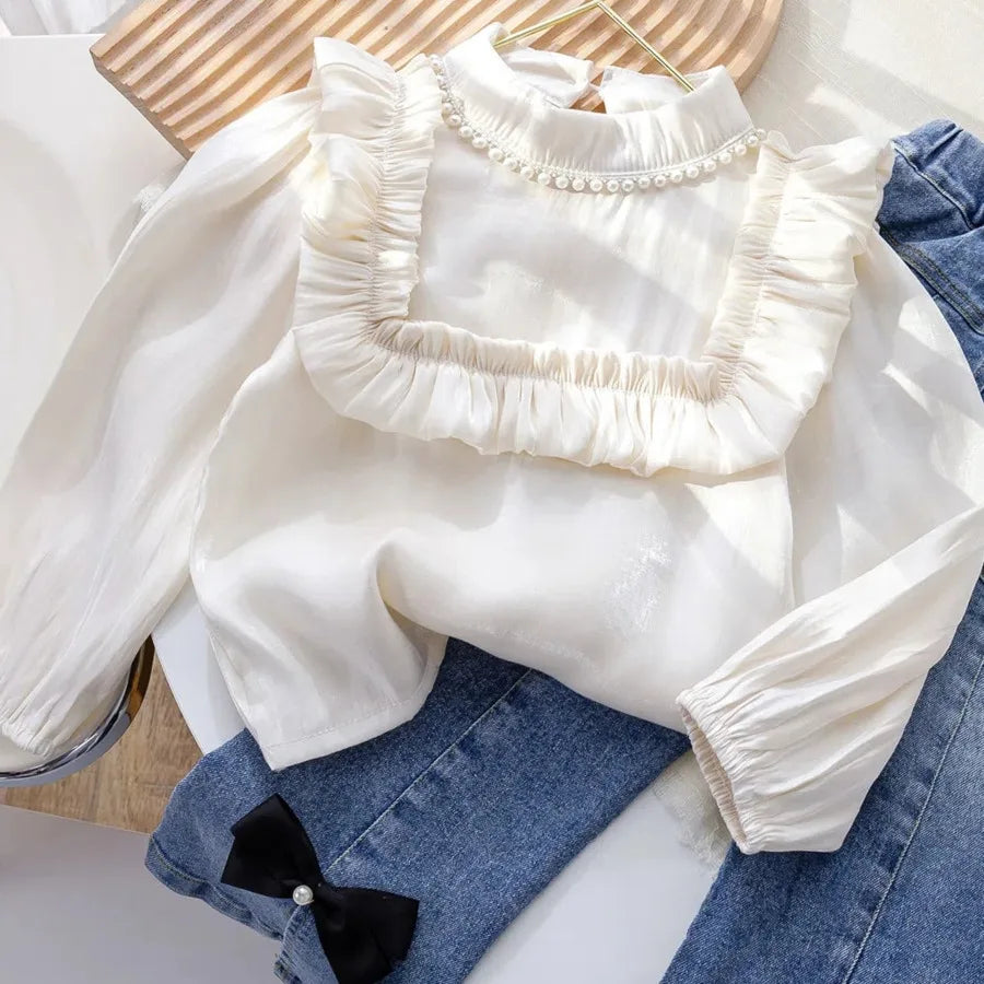 Candela Blouse Summer Striped Korean Baby Long Sleeve Tops