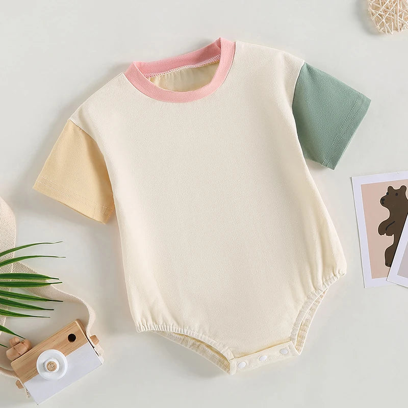 Javier Baby Summer Romper Sleeve Neck Contrast Color