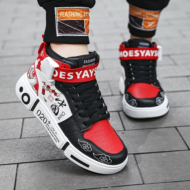 Autumn Children Brand Shoes Boys High Top Leather Kids