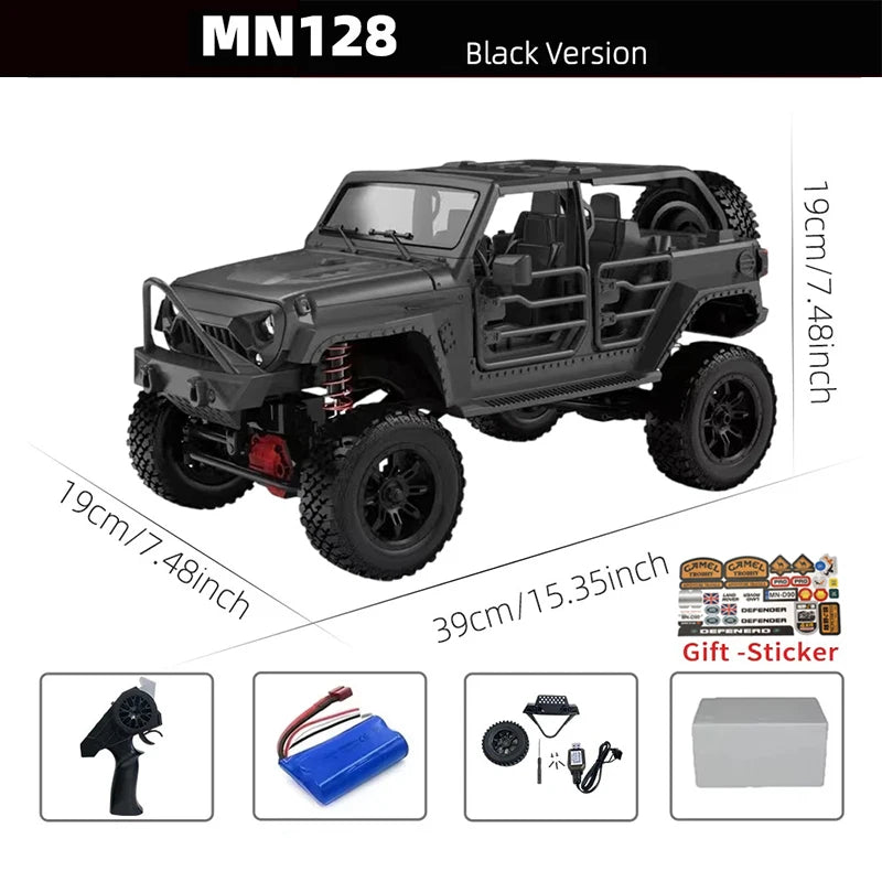 MN128 1/12 RC Car 4WD Jeep Model 2.4G Remote Control LED Light 4X4 Off Road