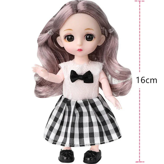16cm 1/12 Girl Princess Doll BJD Doll with Clothes Shoes Movable 13 Joints Cute Sweet Face Child Gift DIY Dress Up Toys for Kids