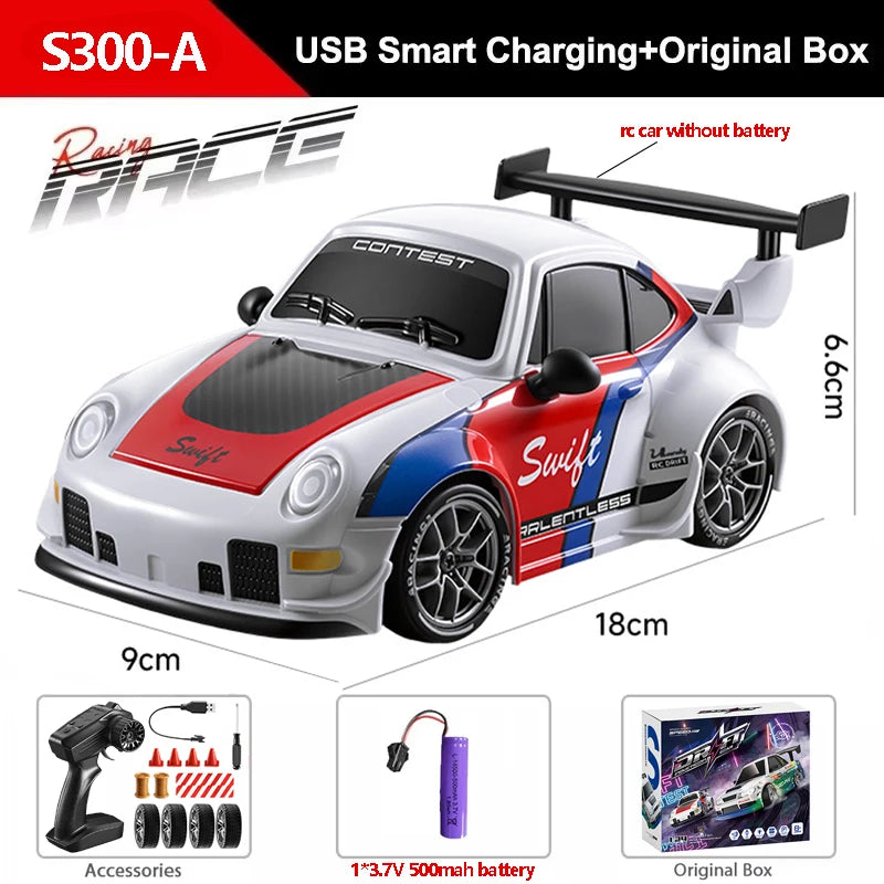 S300 1/24 RC Car 2.4G High Speed Drift 4WD Remote Control Car With Led Light Radio Controlled
