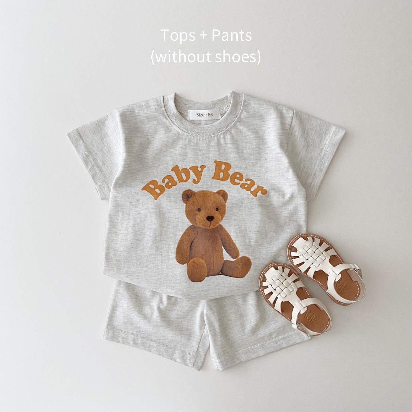 JOSH Summer Embroidered Bear T-shirts + Casual Shorts - GuGuTon
