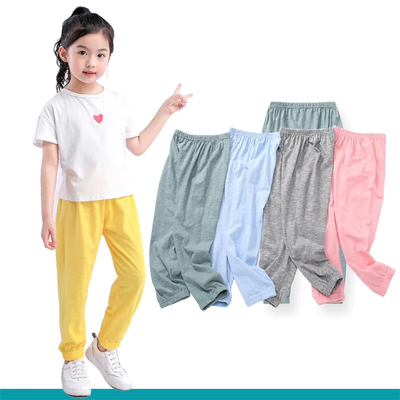 Víctor Cotton Thin Breathable Pants Kids Solid Color Trousers