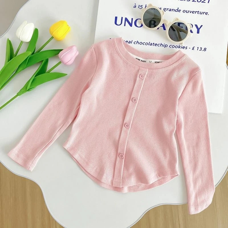 Lillith Cute Long Sleeve Solid Color Tops