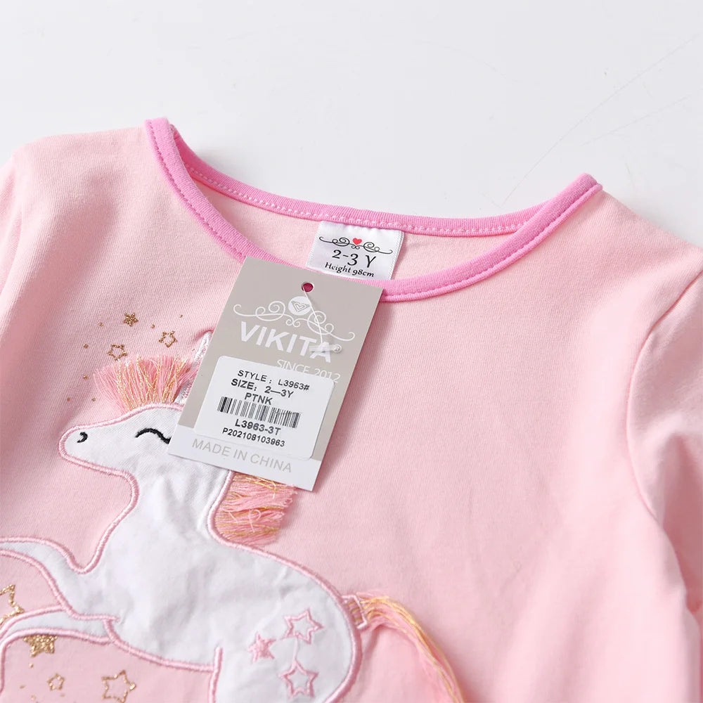 Elia Girls Unicorn Appliqued Cartoo Kids Cotton Casual Autumn