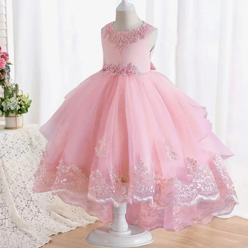 Children's Dress Girls' Open Back Lace Skirt Flower Girl Fashionable Wedding Dress
