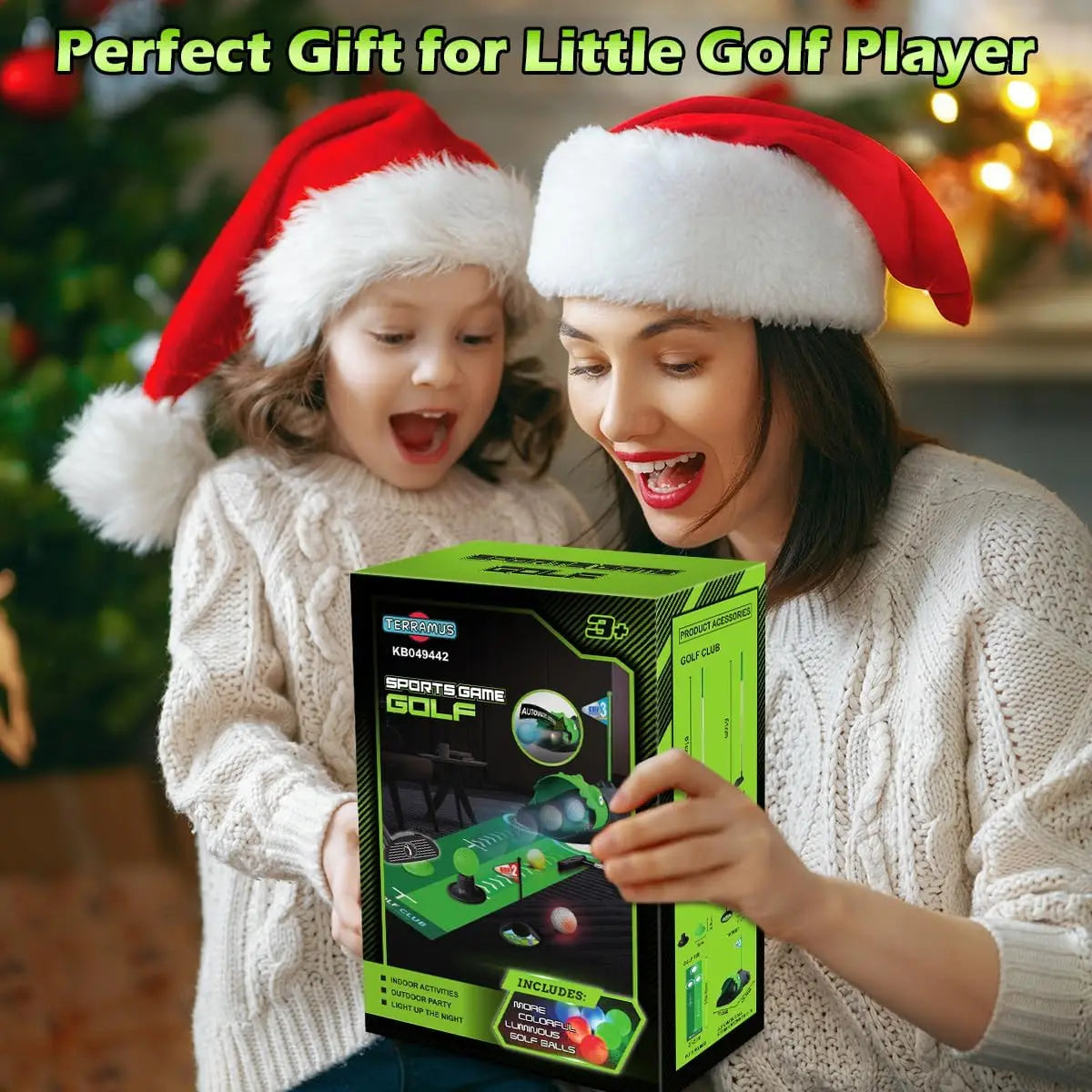 Kids Toy Golf Set Auto Returner Night Light Golf Balls Mat Toddler Mini Golf Game