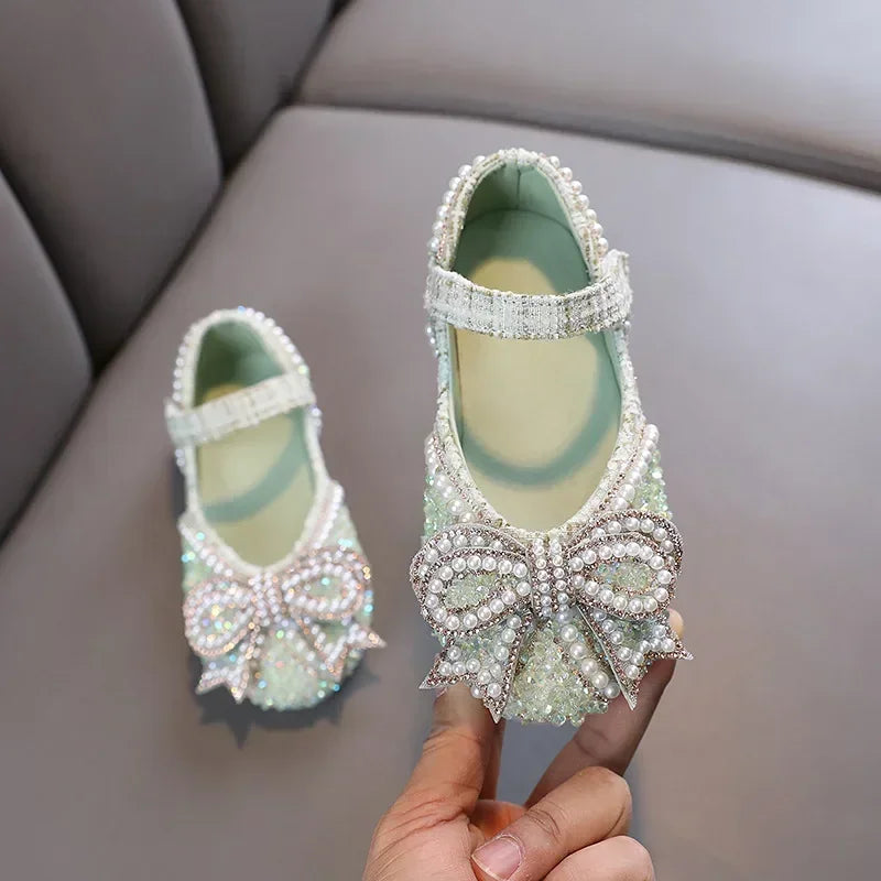 Kids Girls Sandals Fashion Sequins Rhinestone Bow Girls Princess Baby Girl Shoes