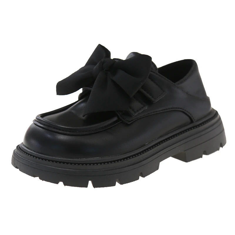 2026 Spring And Autumn Girls' Leather Shoes With Soft Soles British Style
