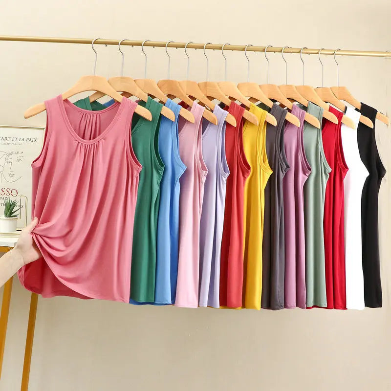 Sophia Tops Loose Folds Summer women Modal sleeveless