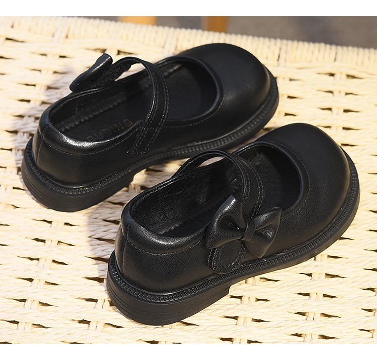 Girls' Shoes, Genuine Leather, Children's Princess Shoes, 2026 Spring and Autumn New Black Performance Shoes, Little Girls' Blac