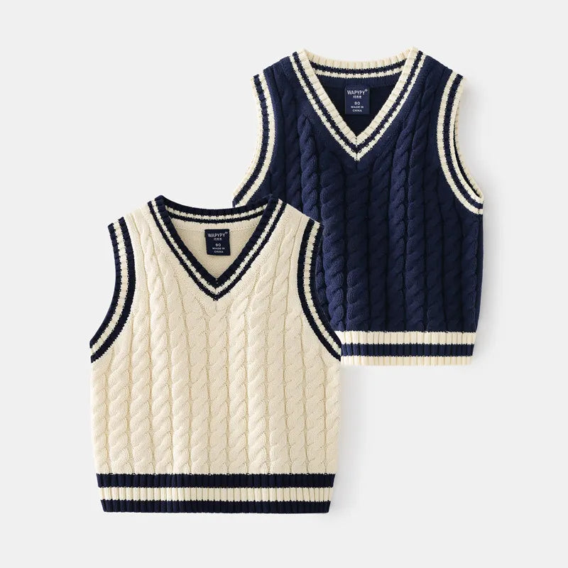 Sweater Children Sleeveless Vest Boys Knit Elegant Clothes