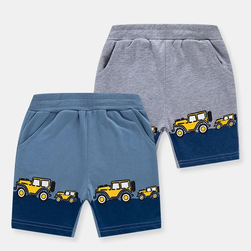 Cris Summer Fashion Boys Shorts Cartoon Vehicle Car Casual