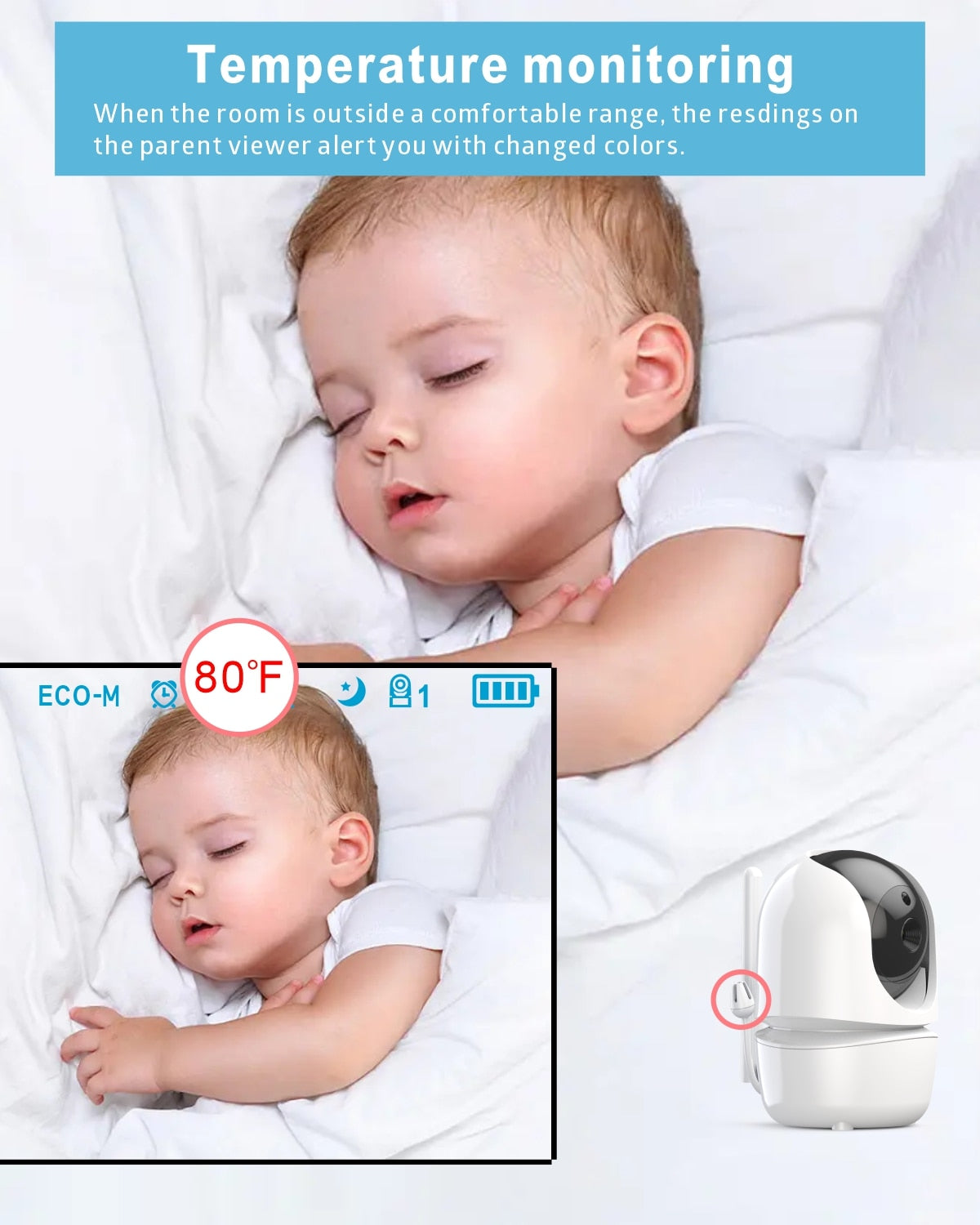 Baby Monitor 4.3 Inch Wireless With PTZ Camera High Security Night Vision - GuGuTon