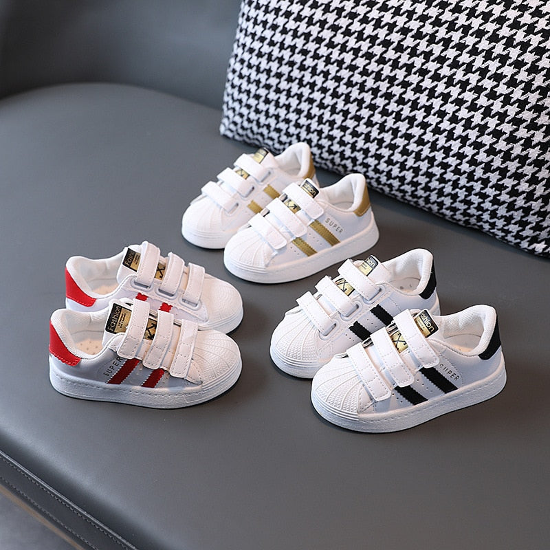 Sneakers Kids Fashion Design White Non-slip Casual Shoes Boys Hook Breathable - GuGuTon