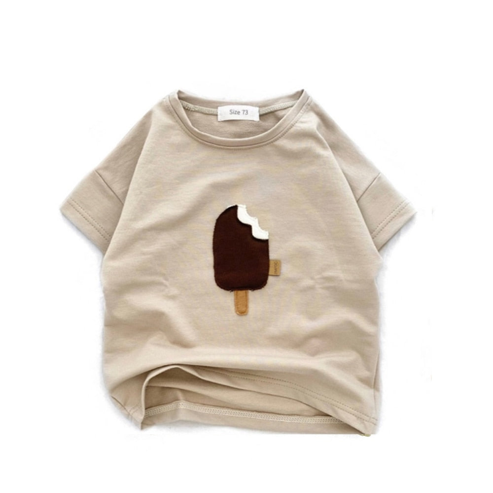 Jose Boys Pure Cotton Sleeve Summer Oversize Patch Popsicle - GuGuTon