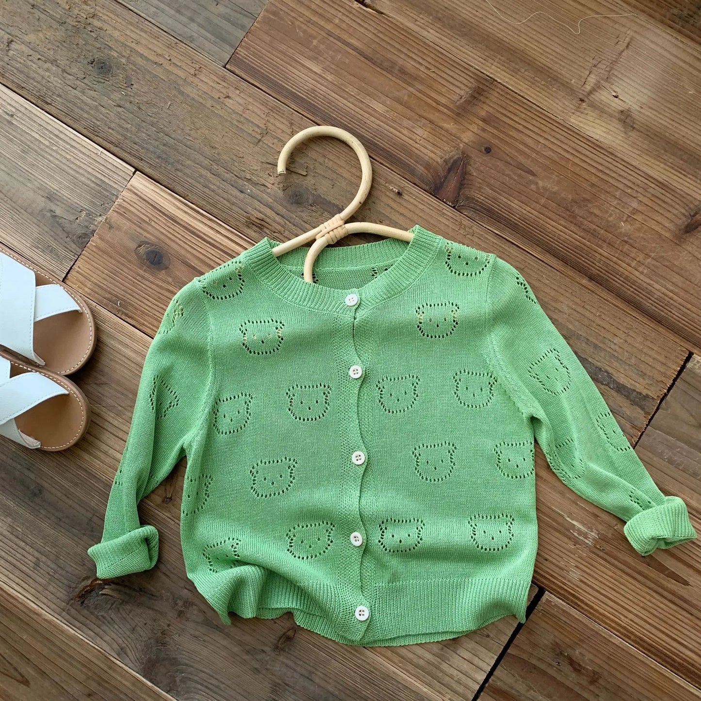 Ottis Knitted Hollow-Out Bear Sweater