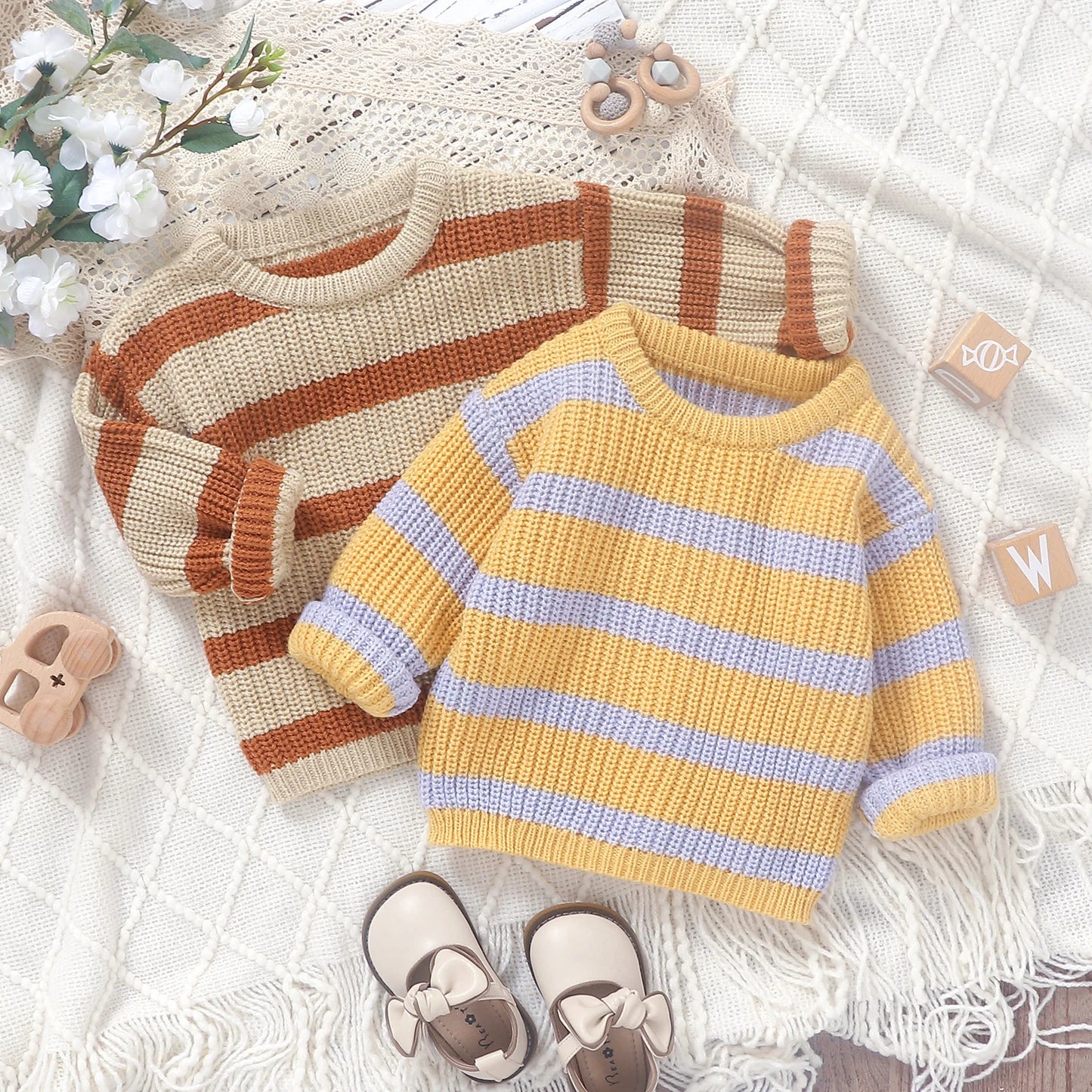 Nabil Striped Newborn Baby Sweater