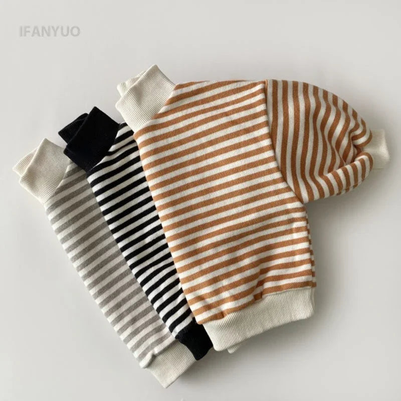 Kiba Cotton Stripes High Neck Sweater