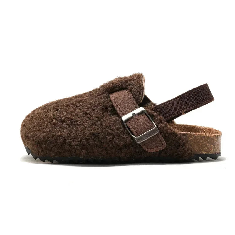 Children's Fleece Elastic Clogs Baby Boys Girls Plush Slipper Toddler Prewalker Footwear