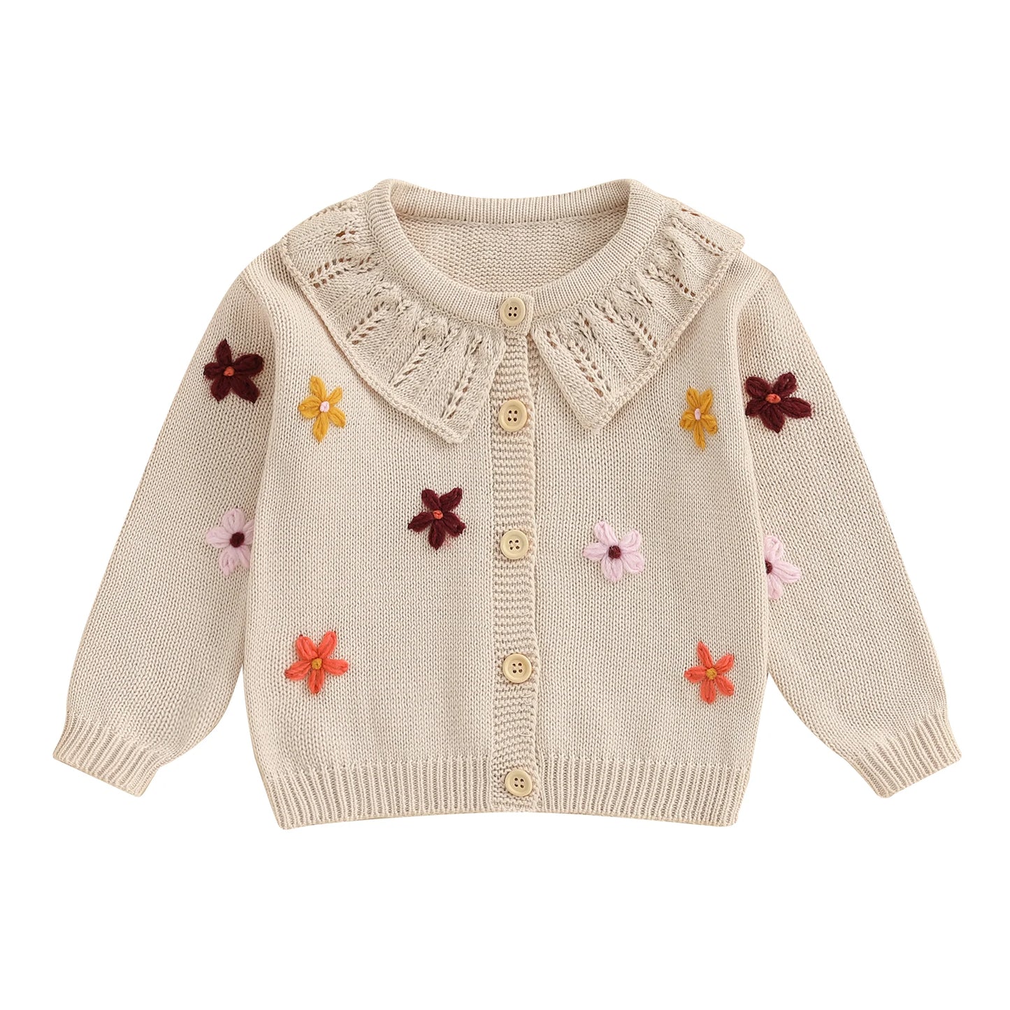 Victoria Flower Button Down Long Sleeve Sweater