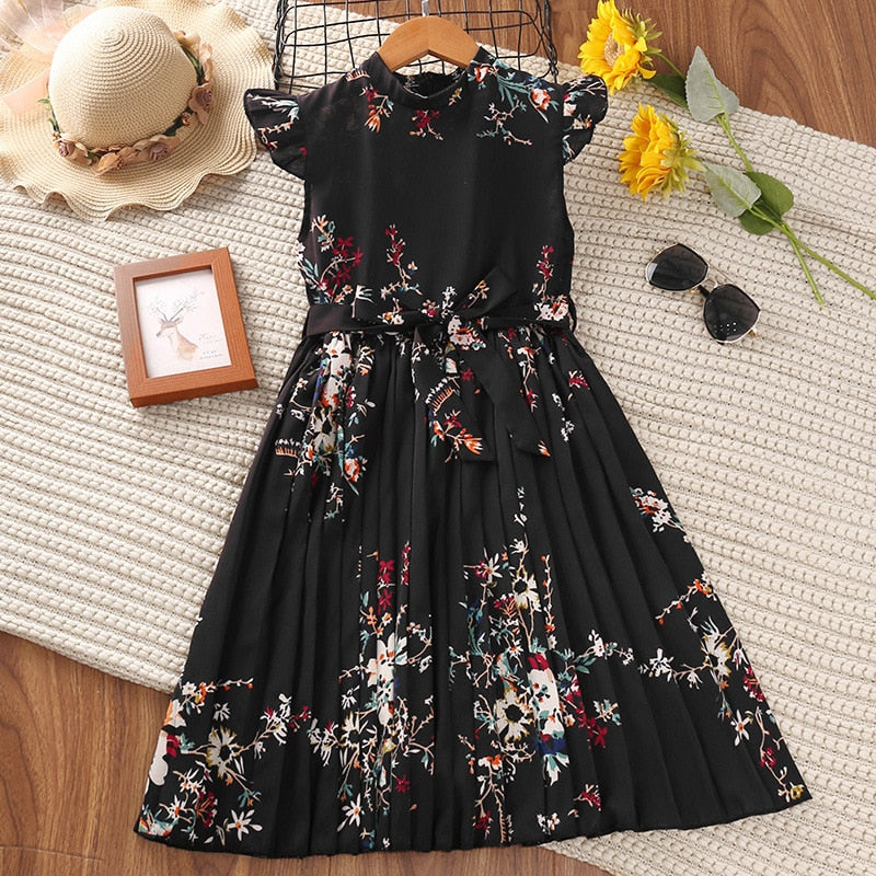 Petra Floral Summer Sleeveless Casual Dress Belt Clothing