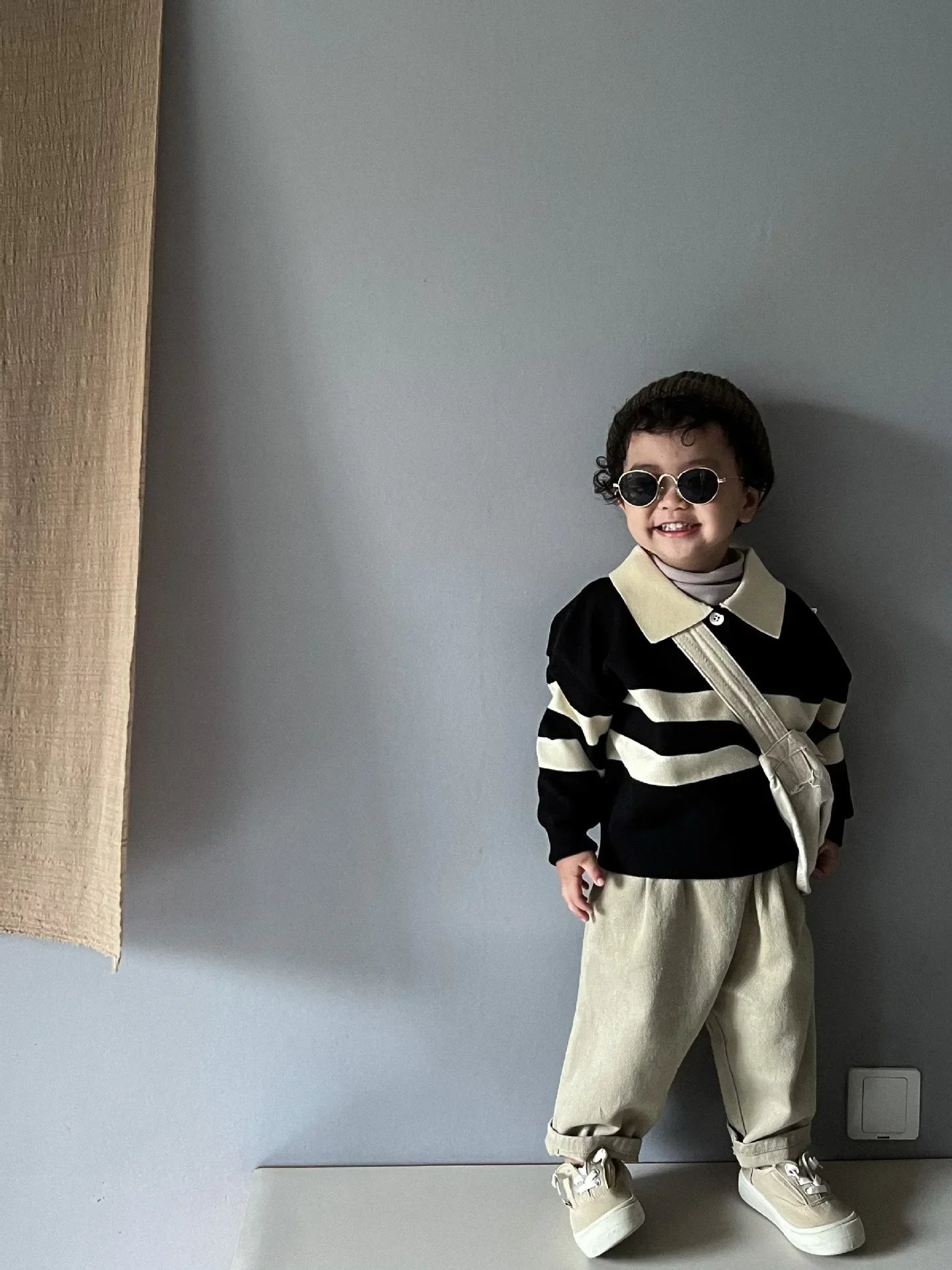 Hilario Two-button Striped Lapel Boy's Sweater