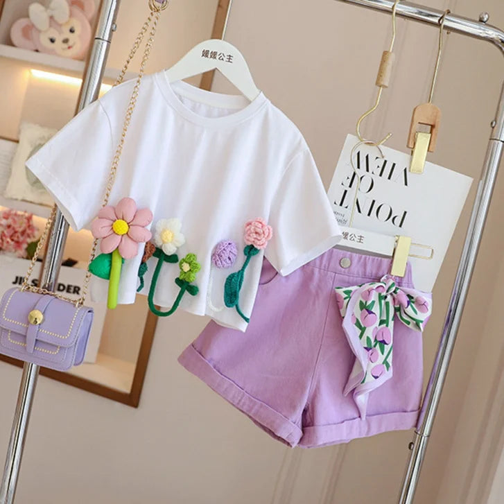 Aitana Three-dimensional Flower Decoration Sleeve Kids Clothes
