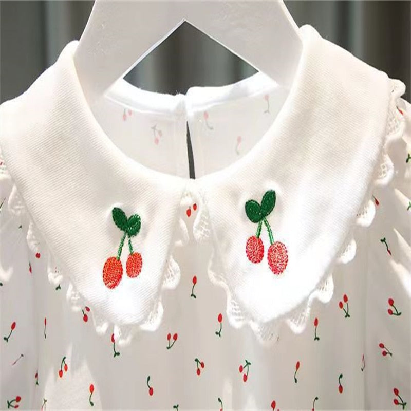 Obdulia Summer T-shirt For Girls Cherry Pattern