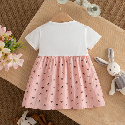 Baby Dress Summer Cotton Short-Sleeve Bow-Tie Baby Girls Dress