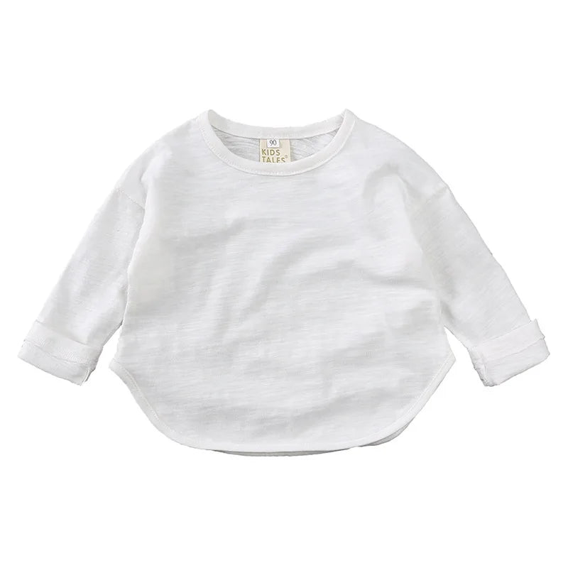Alfredo Boy O-neck Solid Casual Long Sleeves Tees