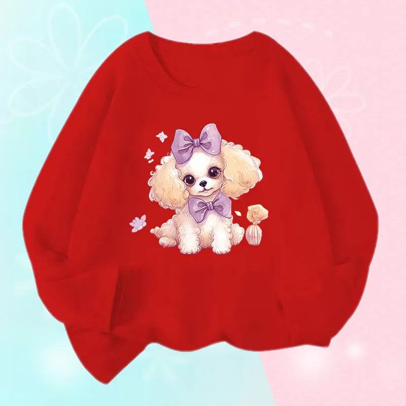 Claudia Puppy Print Kids Cartoon Animal Harajuku O Neck