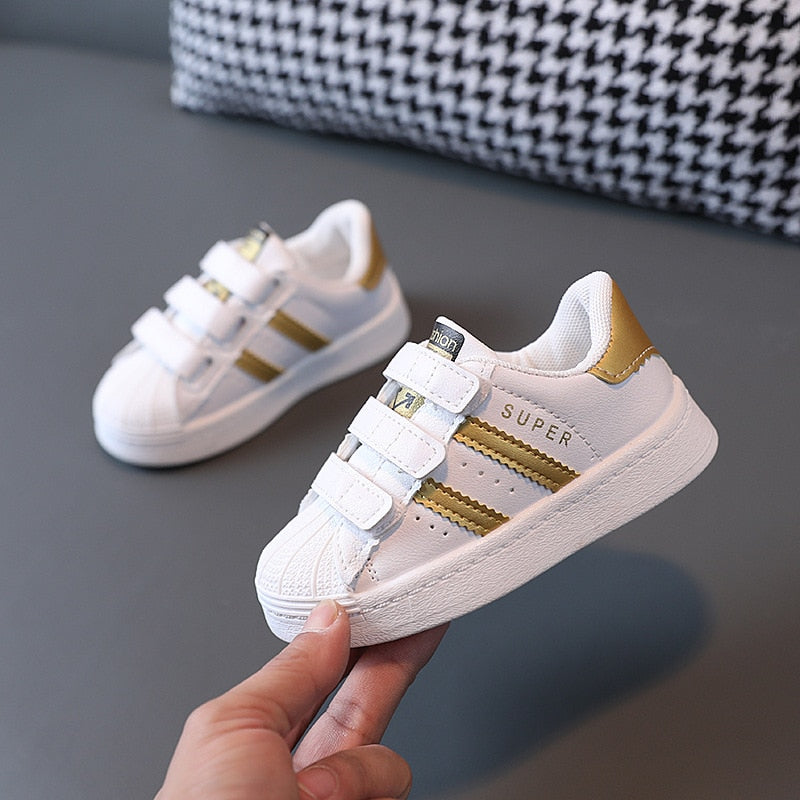 Sneakers Kids Fashion Design White Non-slip Casual Shoes Boys Hook Breathable - GuGuTon