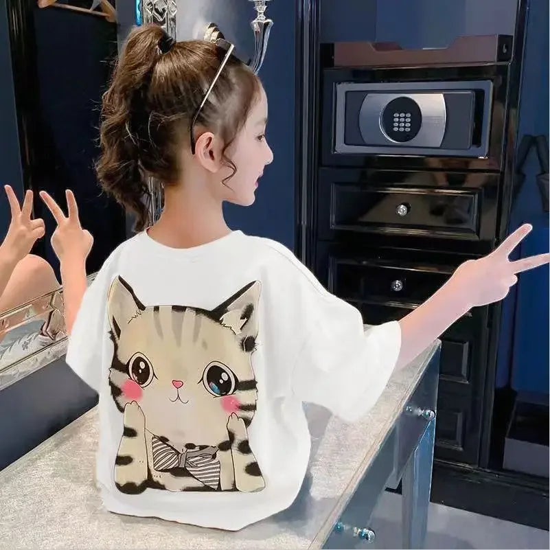 Daniela cat fish print summer children clothing Korean loose